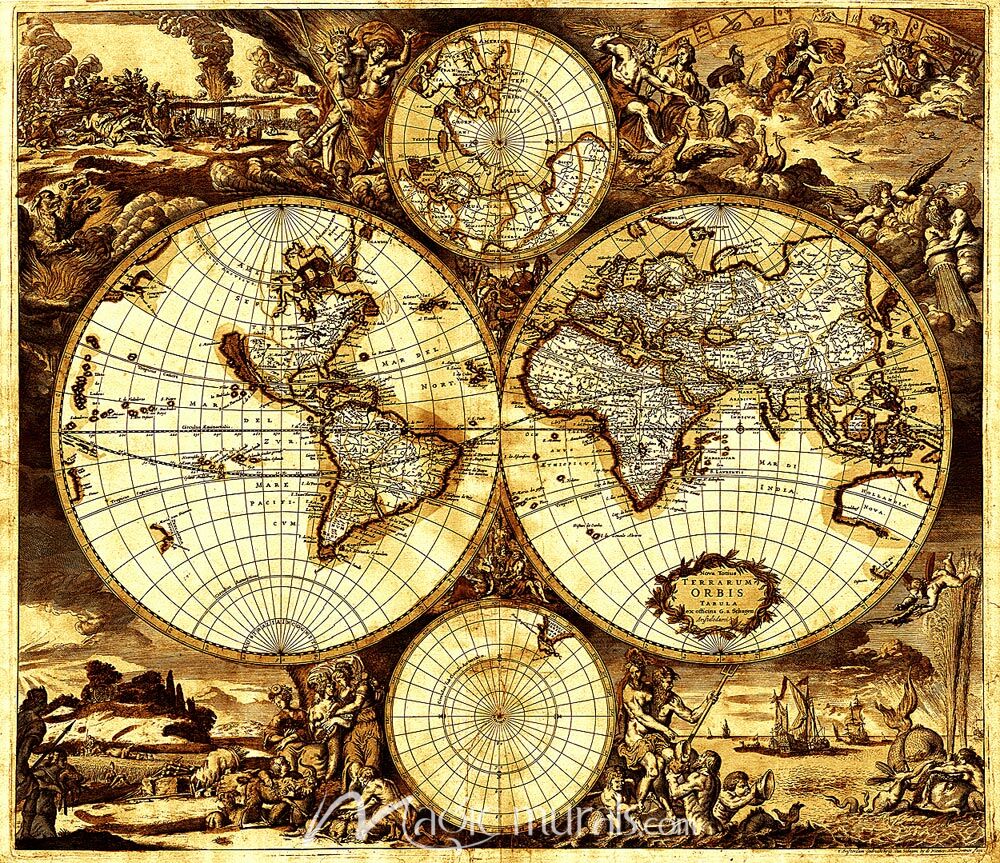 Sepia World Map Wallpaper Wall Mural By Magic Murals