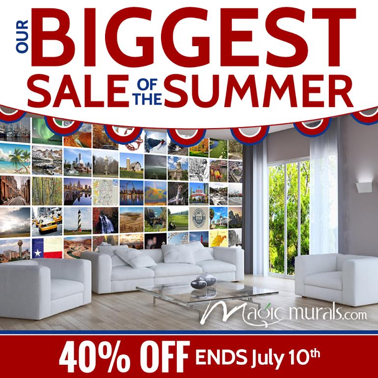 All Wall Murals at 40% Off Regular Prices – Now through July 10th