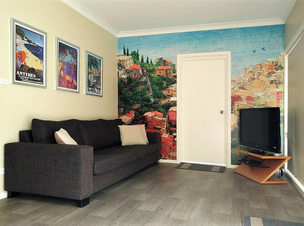 Before & After Living Room Wall Mural Installation