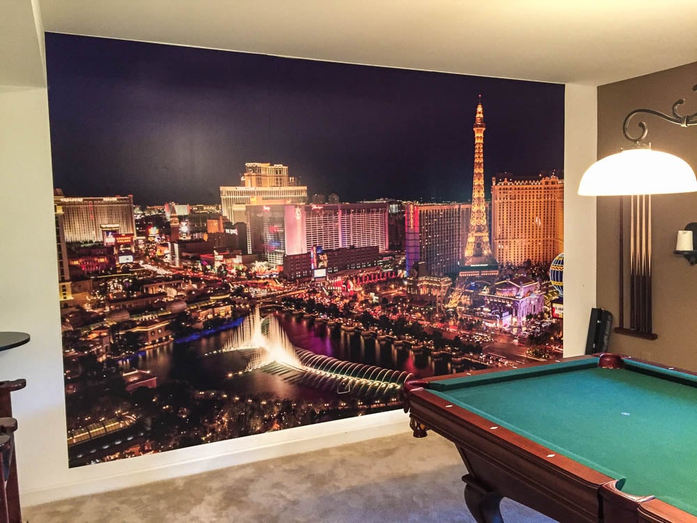 Skylines, in general, are very popular wall murals. Las Vegas, in particular, is very popular in man caves. We're guessing more than one friendly bet has been made over a game of billiards.