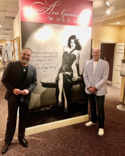 Jim Swiley and Ken Marshall from travel site Backroad Planet at the Ava Gardner Museum picture spot in July 2019. There’s no need to take a selfie as the wonderful docents are more than happy to take the pic