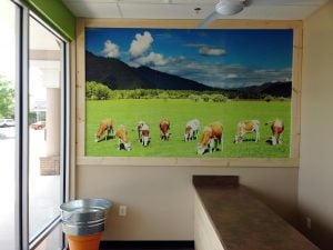 When you first walk into New Jersey's Society of Burgers restaurant, this wall mural featuring happy cows leaves no doubt that the food is fresh.