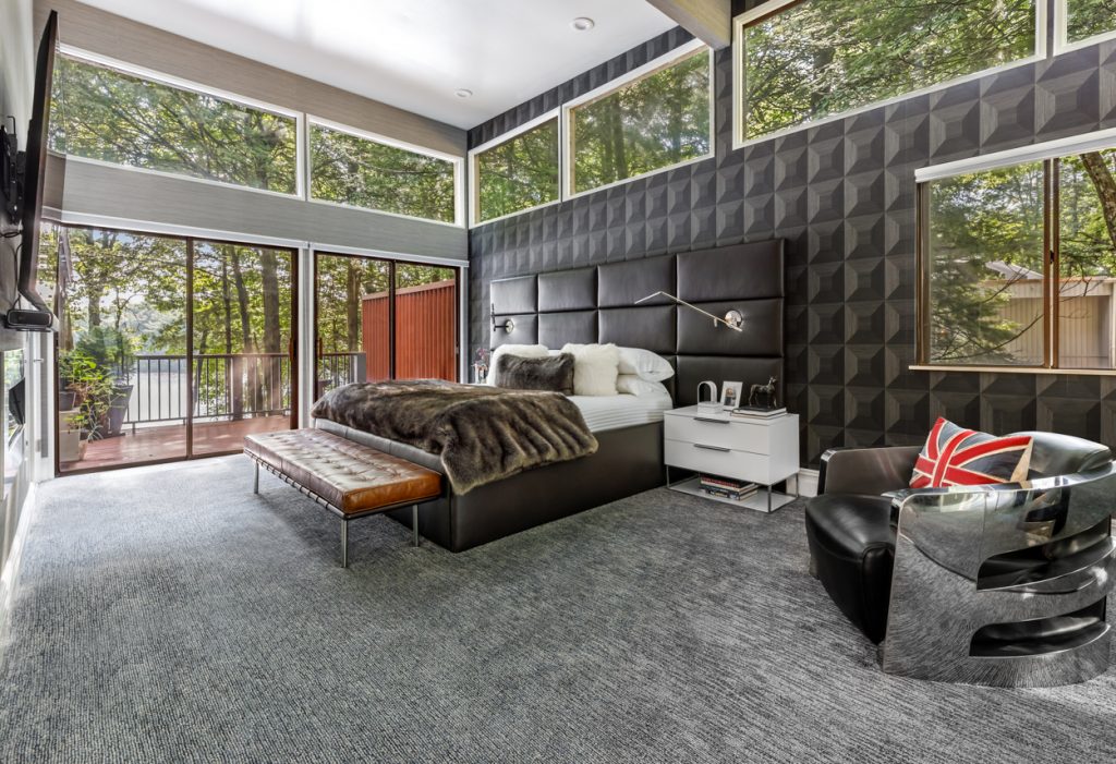 We're also loving the wall treatment in this master bedroom.