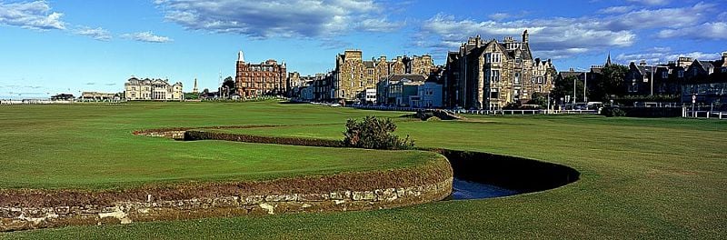 Golf mural of 18th hole at St Andrews Golf Course in Scotland