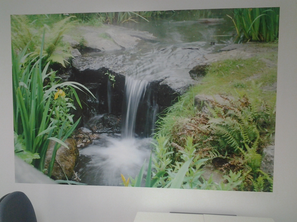 Beautiful and peaceful waterfall mural.