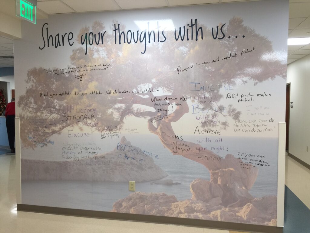 "Share Your Thoughts With Us..." Wipe Board Mural