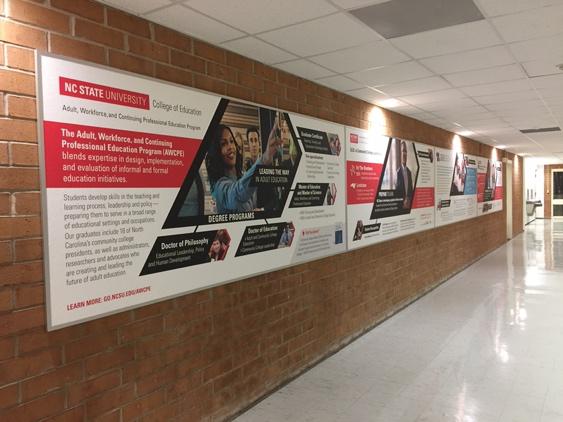 This mural for the NC State College of Education conveys important information about State’s Adult, Workforce, and Continuing Professional Education Program.