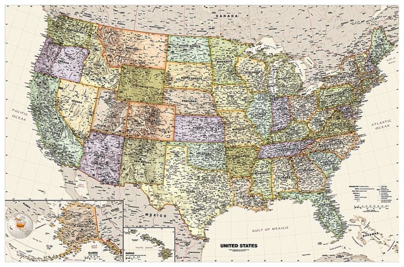 US Map Murals - Wall Murals of USA Maps