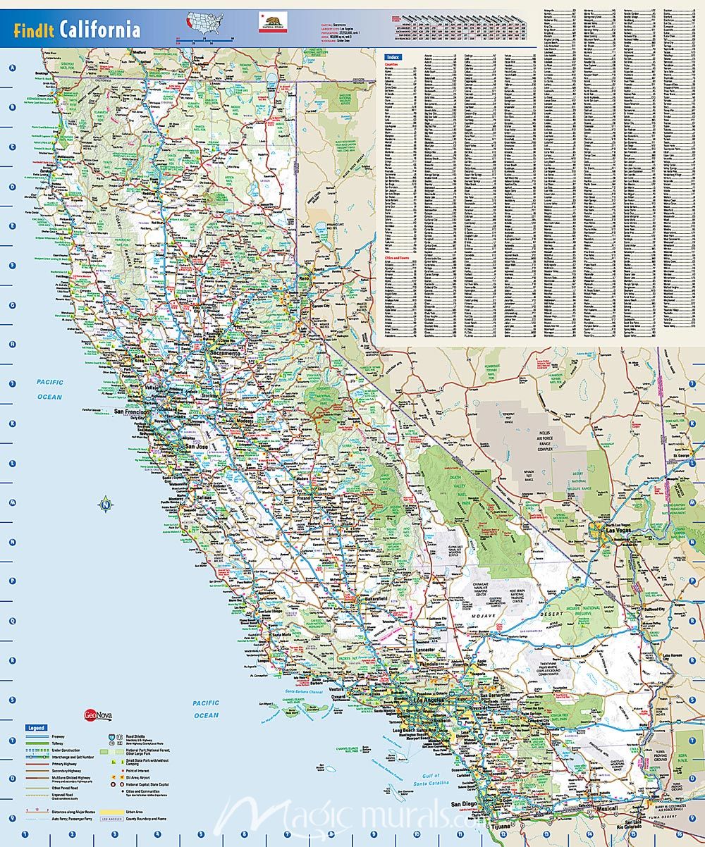 California State Map Wallpaper Mural by Magic Murals