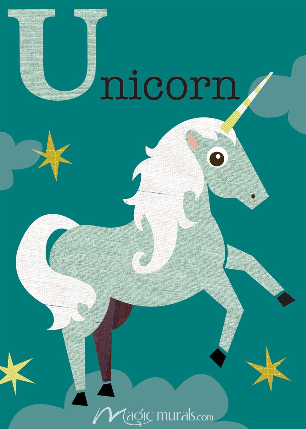 U is for Unicorn Wallpaper Wall Mural by Magic Murals