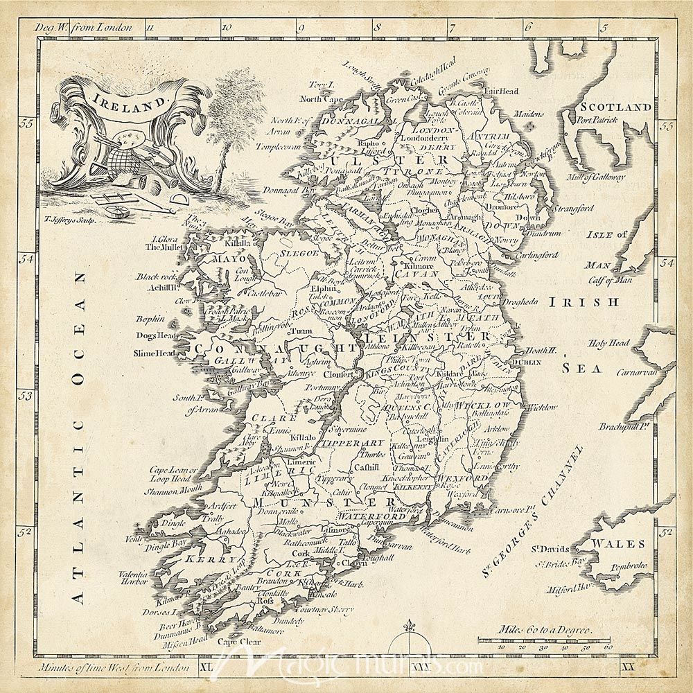 Map of Ireland Wallpaper Wall Mural by Magic Murals