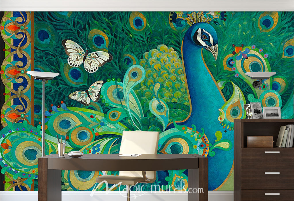 Paisley Peacock Wallpaper Wall Mural by Magic Murals