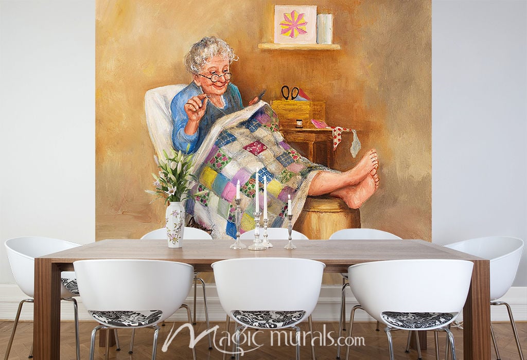 Quilting Grandma Wallpaper Wall Mural by Magic Murals