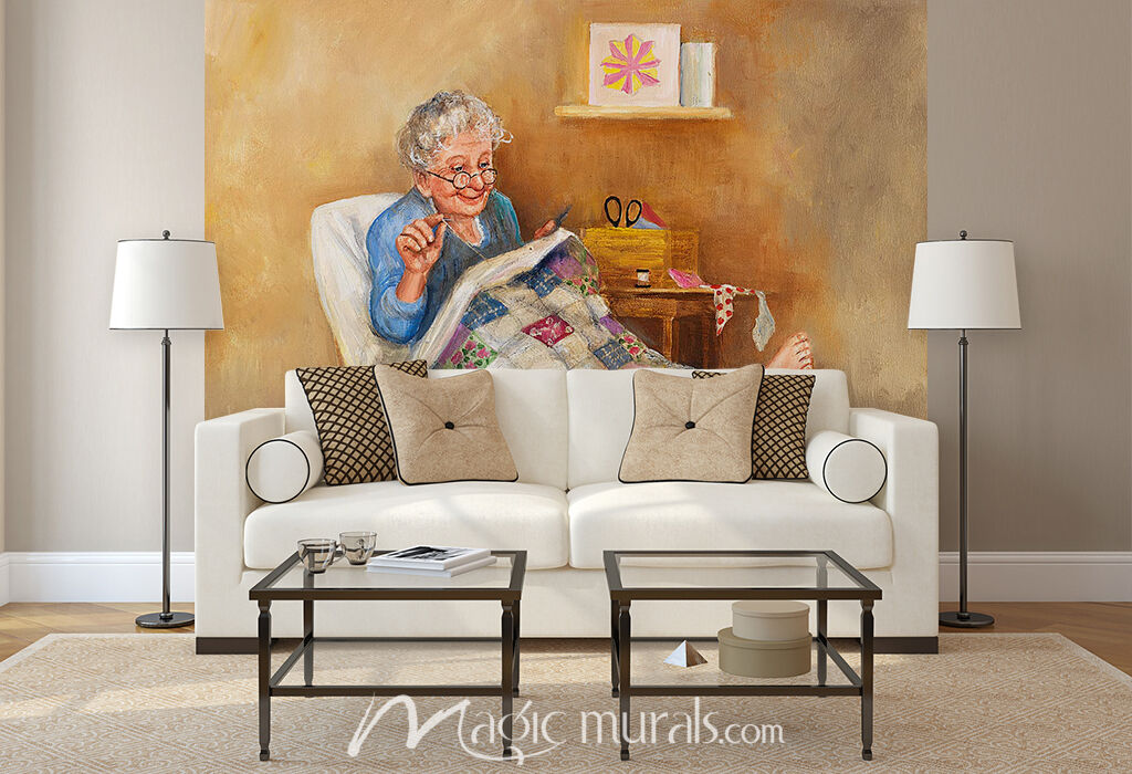 Quilting Grandma Wallpaper Wall Mural By Magic Murals