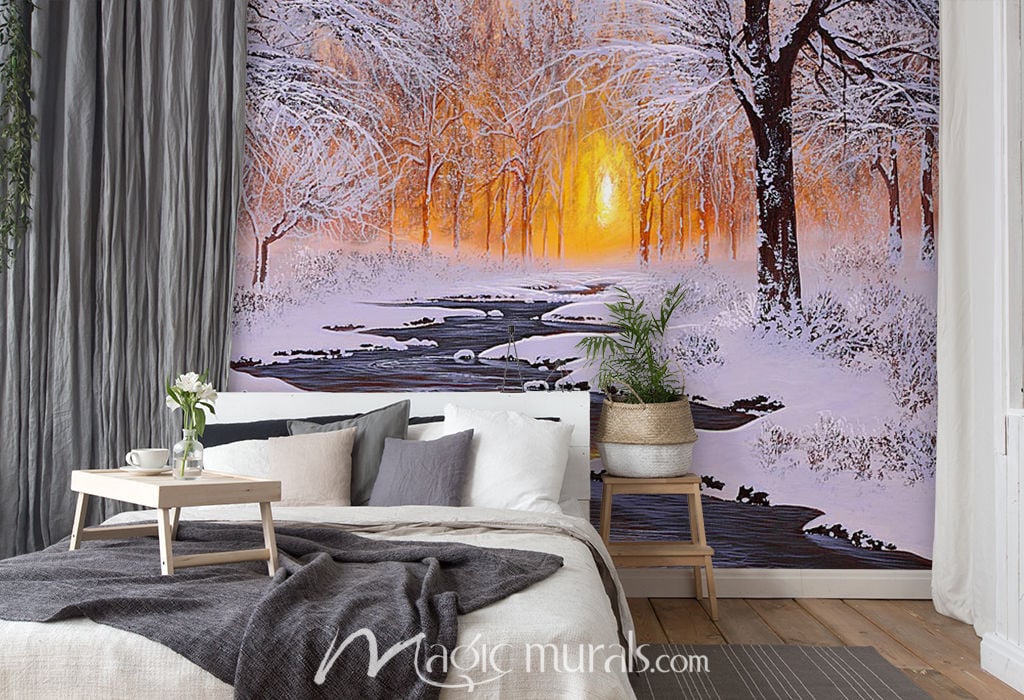 Snow Forest Glow Wallpaper Wall Mural by Magic Murals