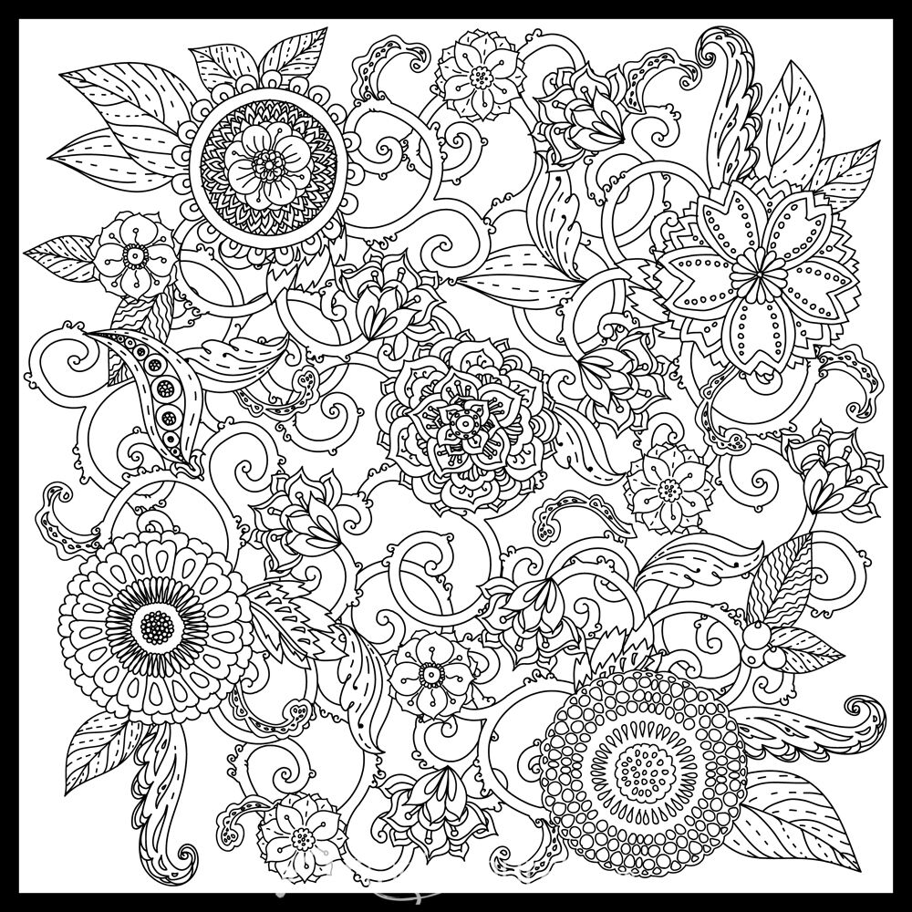 Flower Zentangle Coloring Mural by Magic Murals