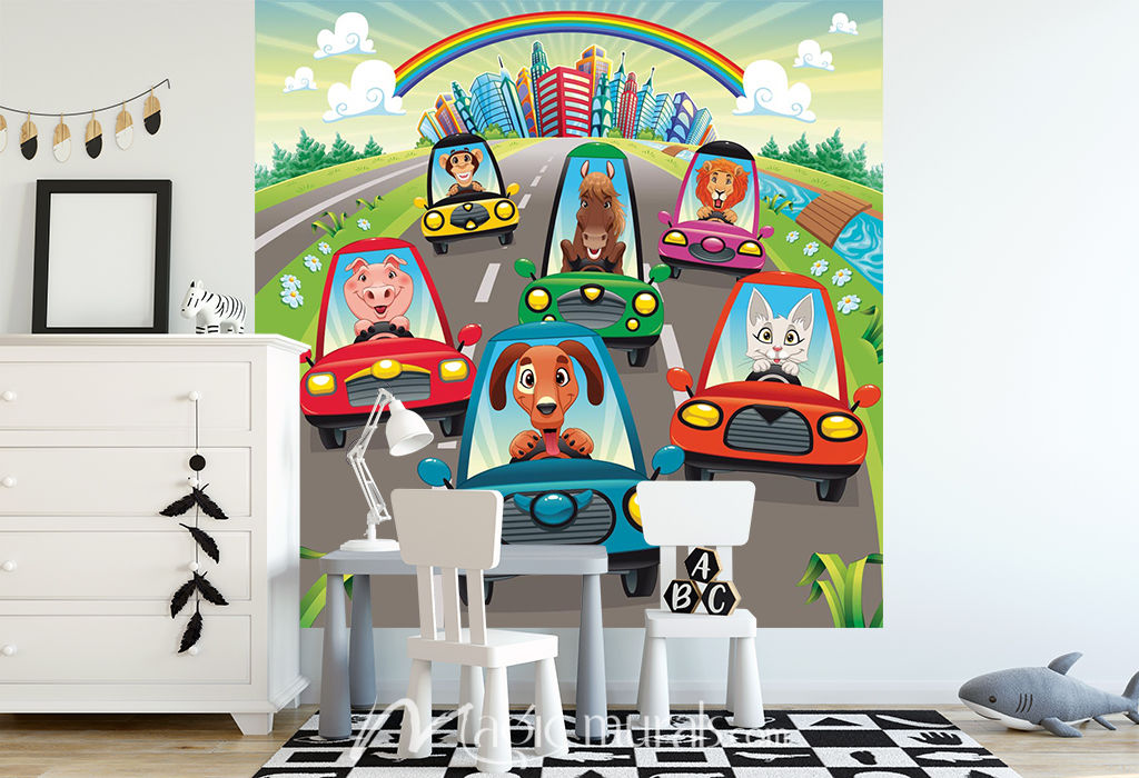 Traffic on the Road Wallpaper Wall Mural by Magic Murals