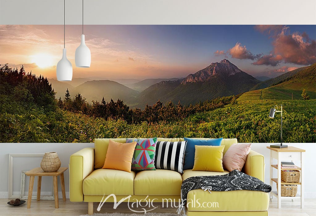 Sunset over the Mountains Wallpaper Mural by Magic Murals