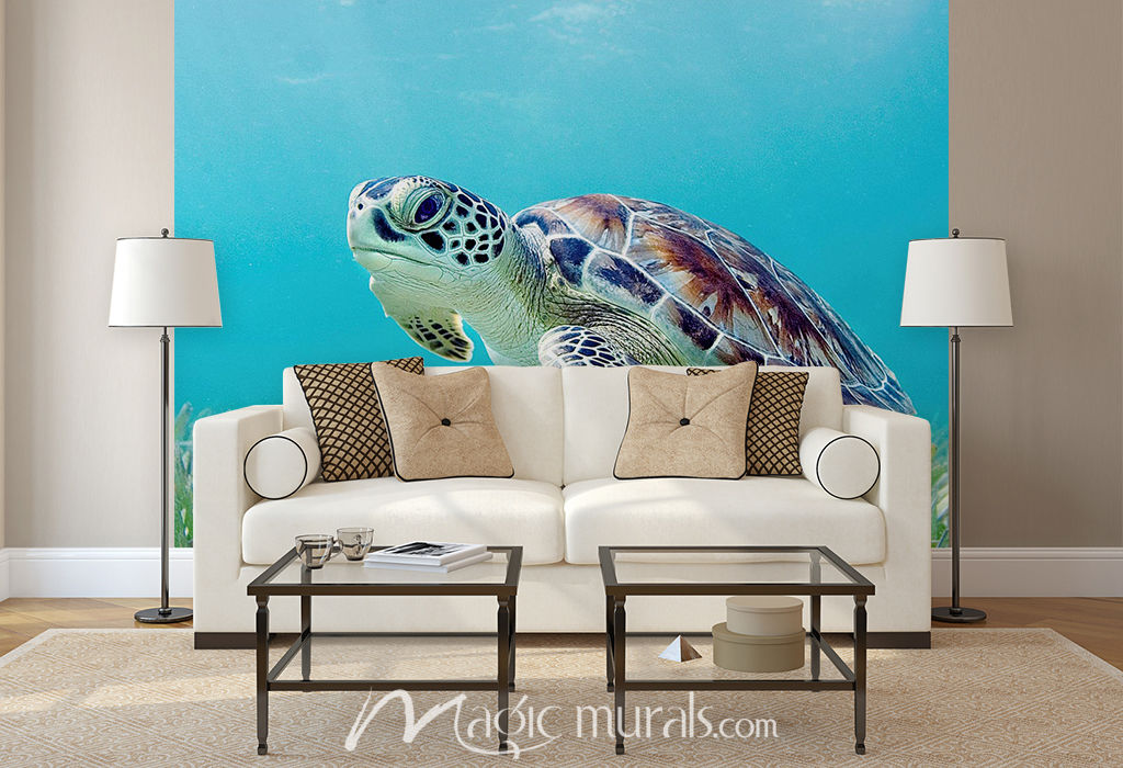 Swimming Sea Turtle Wallpaper Wall Mural by Magic Murals