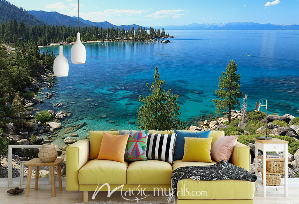 Lake Tahoe Kayakers Wallpaper Wall Mural by Magic Murals