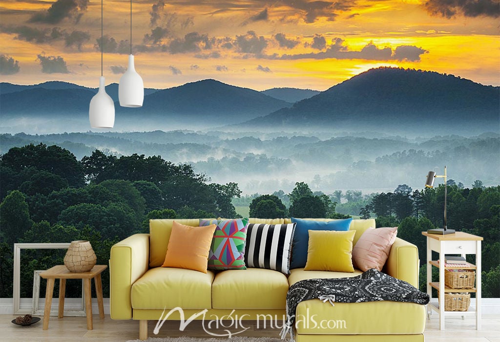 Asheville Mountains Wallpaper Wall Mural By Magic Murals