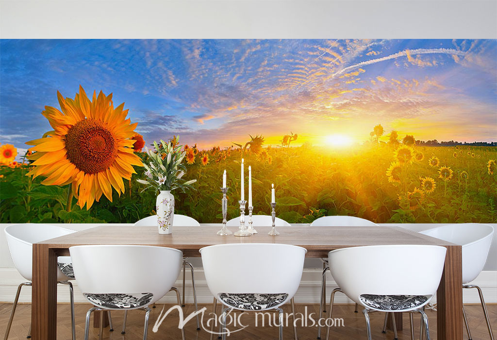 Sunflower Sunburst Wallpaper Wall Mural by Magic Murals