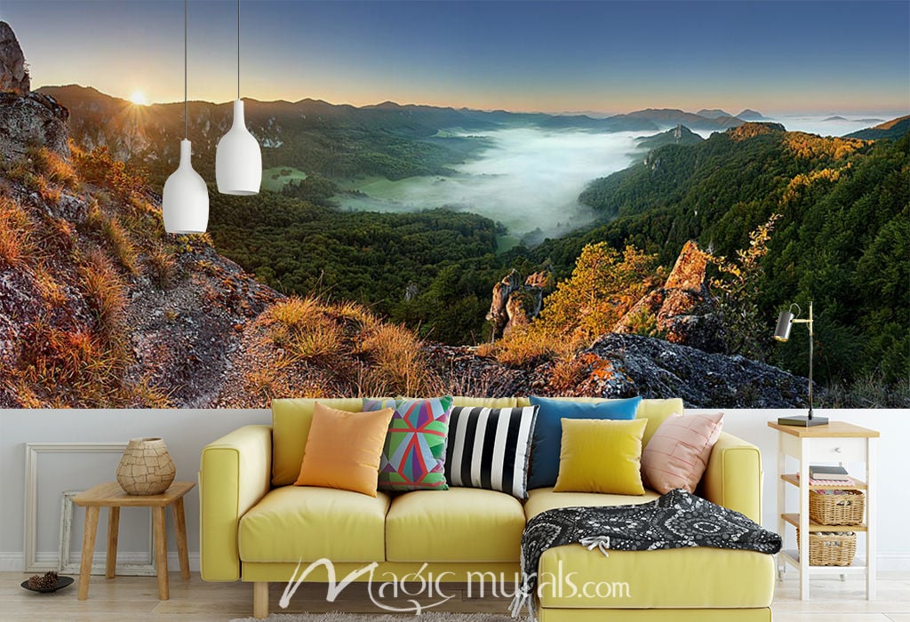 Foggy Valley Wallpaper Wall Mural by Magic Murals