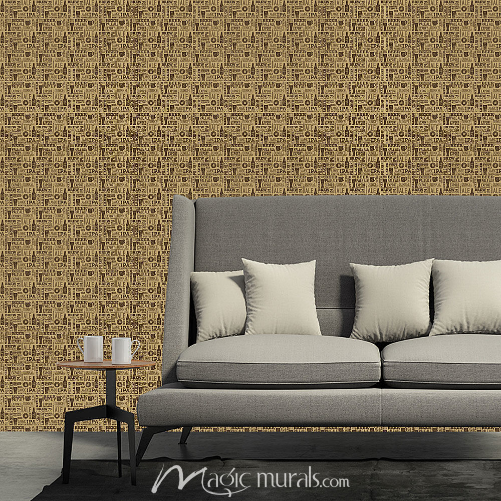 Beer Word Art Wallpaper Wall Mural by Magic Murals