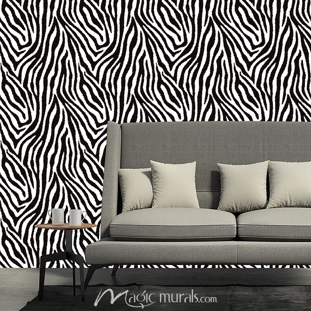 Zebra Print Wallpaper Wall Mural by Magic Murals