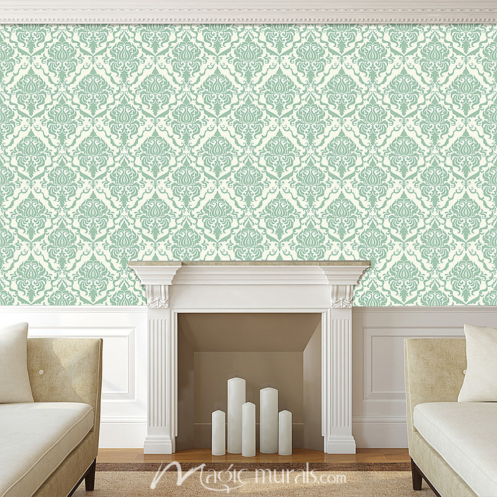 Baroque Floral Damask Wallpaper Mural by Magic Murals