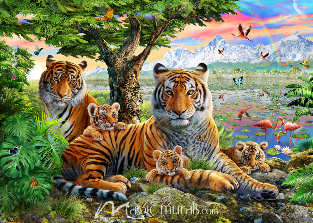 Hidden Tigers Wallpaper Wall Mural by Magic Murals