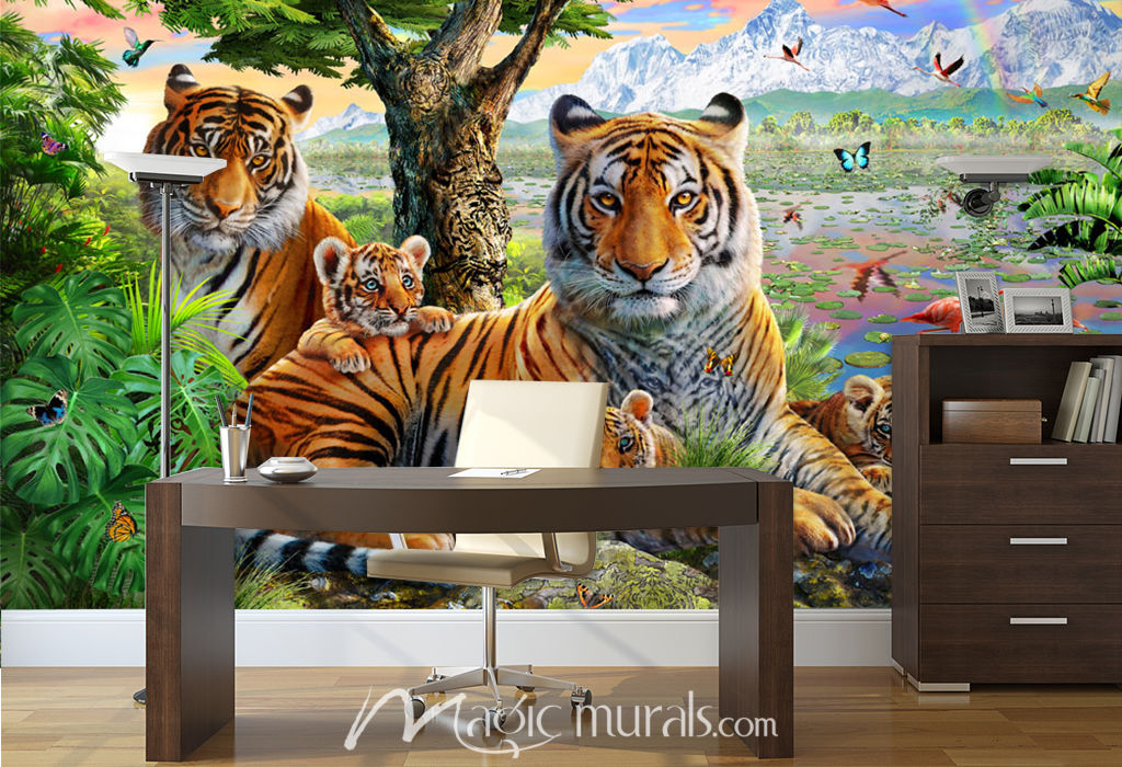 Hidden Tigers Wallpaper Wall Mural By Magic Murals