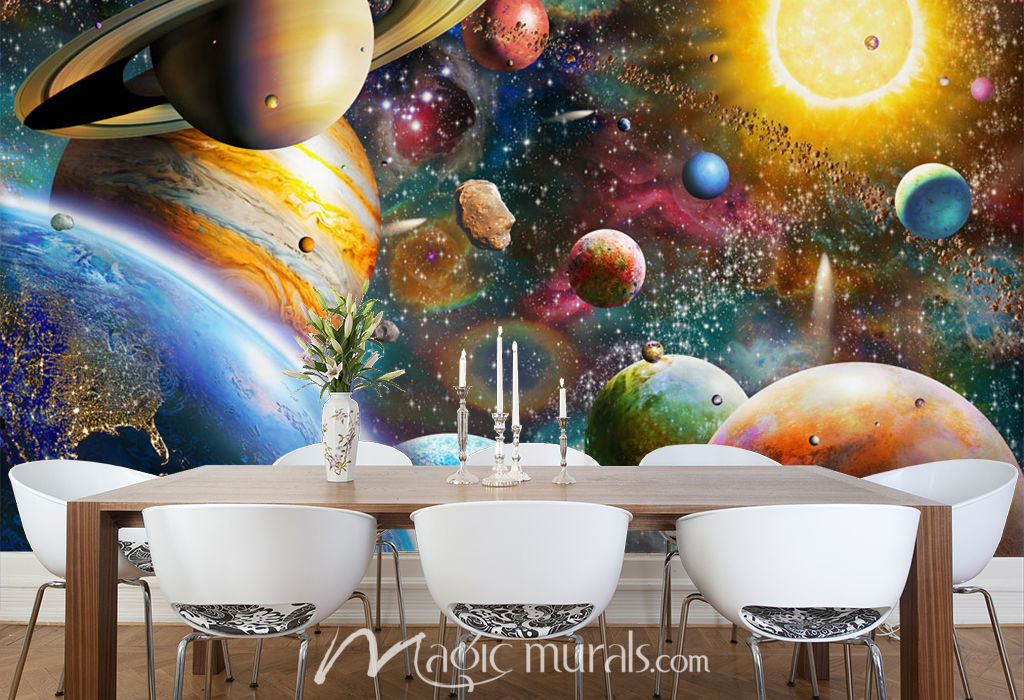 Planets in Space Wallpaper Wall Mural by Magic Murals