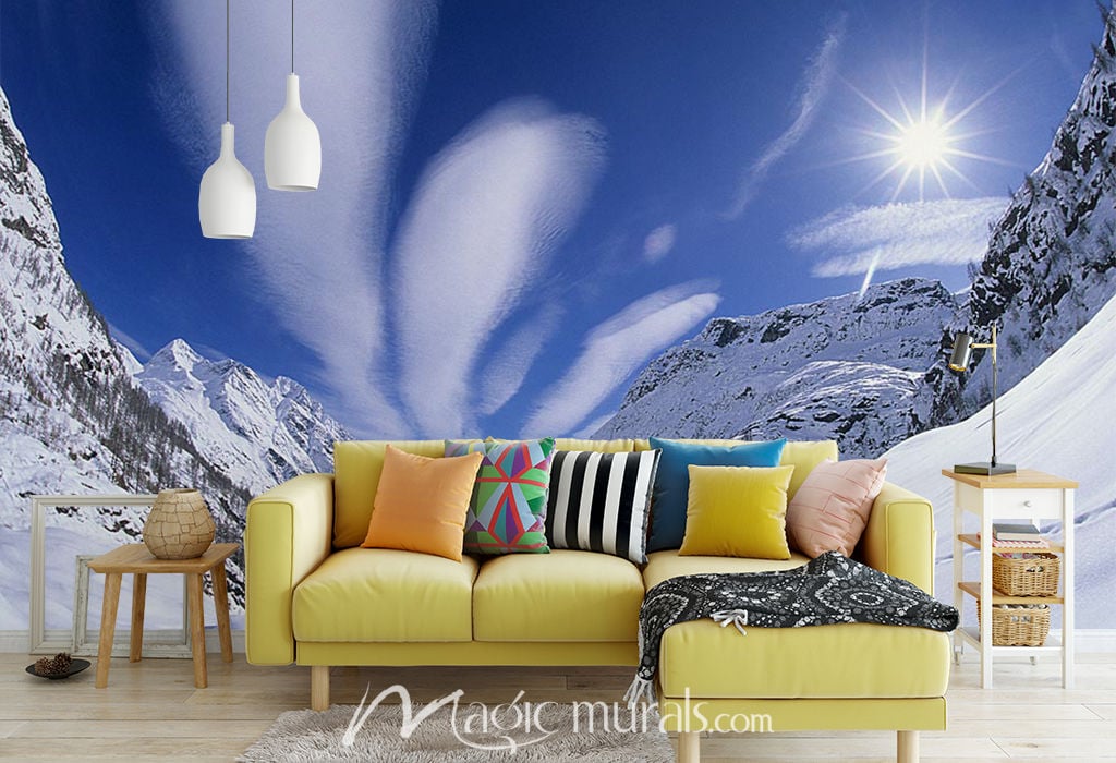 Mountain Scape with Clouds Wallpaper Mural by Magic Murals