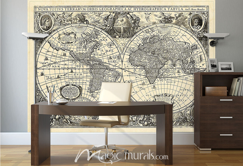 Vintage World Map Wallpaper Wall Mural By Magic Murals