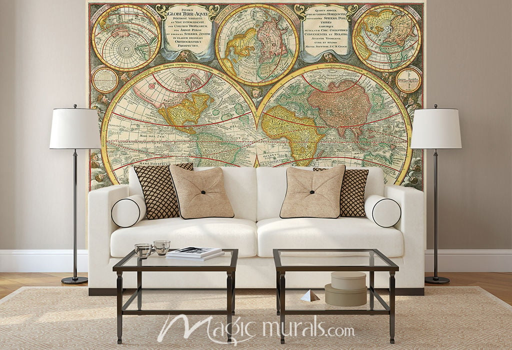 Antique World Globes Wallpaper Mural by Magic Murals