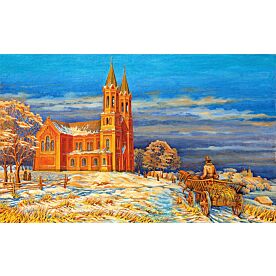 Cathedral and Fields in Winter Wallpaper Wall Mural