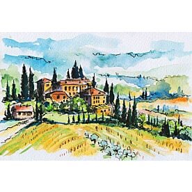 Tuscany Watercolor Wallpaper Wall Mural