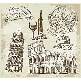 Hand Drawn Rome Wallpaper Wall Mural