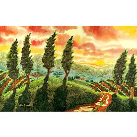 Red Sky Over Tuscany Wallpaper Wall Mural