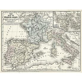 Mitchell's Map France  Spain& Italy Wallpaper Wall Mural