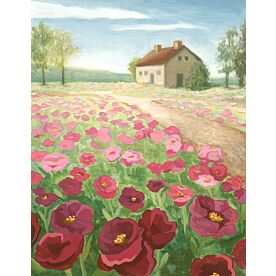 Pink Meadow Wallpaper Wall Mural