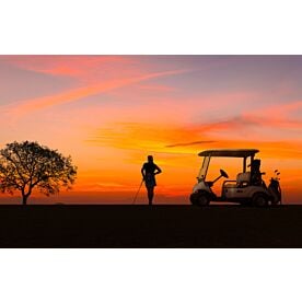 Golfer Sunset Silhouette