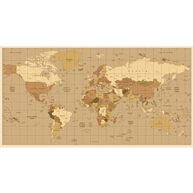 Africa-Centered World Map in Brown Wallpaper Wall Mural