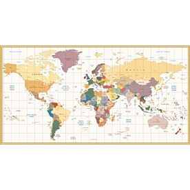 Colorful Africa-Centered Political World Map IV Wallpaper Wall Mural