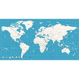 Detailed Africa-Centered Political World Map Wallpaper Wall Mural