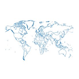 World Map Outline in Blue and White Wallpaper Wall Mural