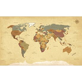 Vintage Looking Africa-Centered World Map Wallpaper Wall Mural