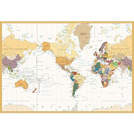 Vintage-Style Americas-Centered Political World Map Wallpaper Wall Mural