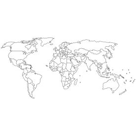 World Map Outline Wallpaper Wall Mural